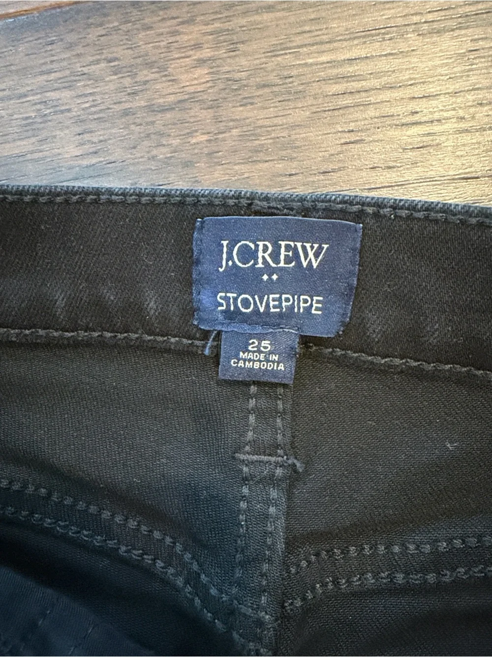 J. Crew Stovepipe Jeans Washed Black Raw Hem Straight Leg Size 25 - P33